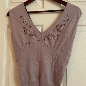 The Limited Woman's Sweater Romantic Vest Smoky Mauve Silk Cashmere Angora Sz L